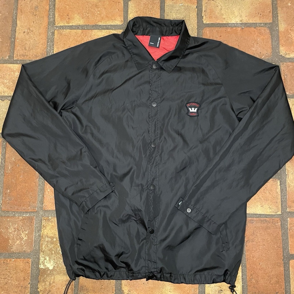Supra Deathwish Jacket Men's Medium Japanese Collab Windbreaker Black Button Up